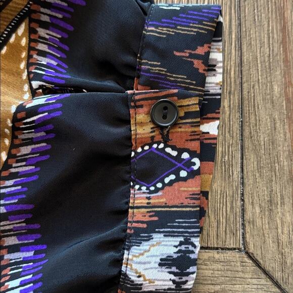 Apparenza Geometric Peacock Brown Bohemian Flowy Blouse Top Casual Travel - M - Picture 8 of 8